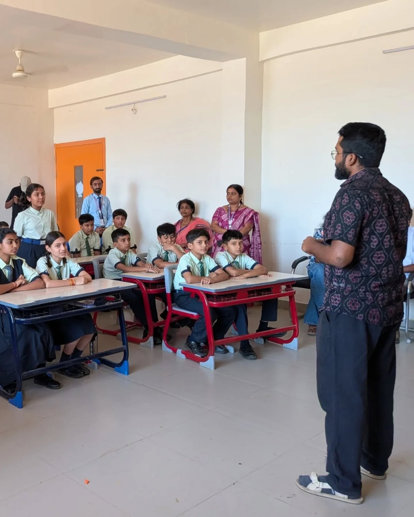 An educator leading a classroom session with students